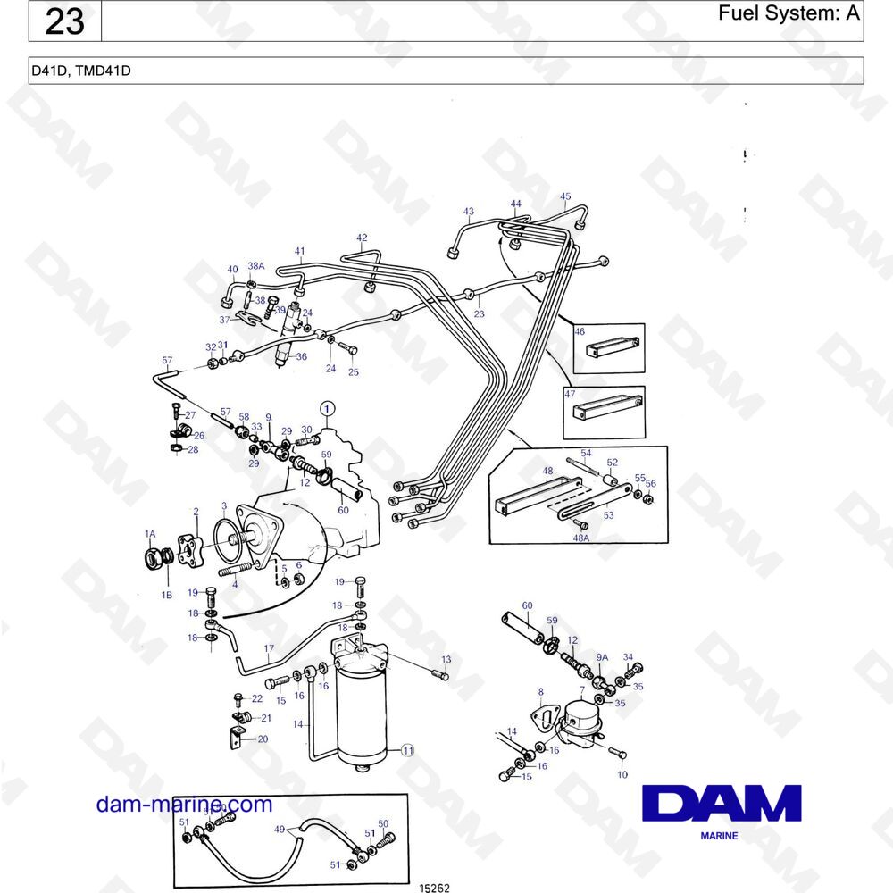 Spare parts and exploded views for Volvo Penta AD41D